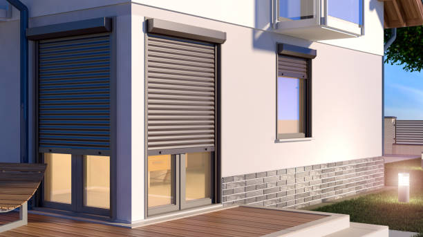 blinds and house, 3D illustration